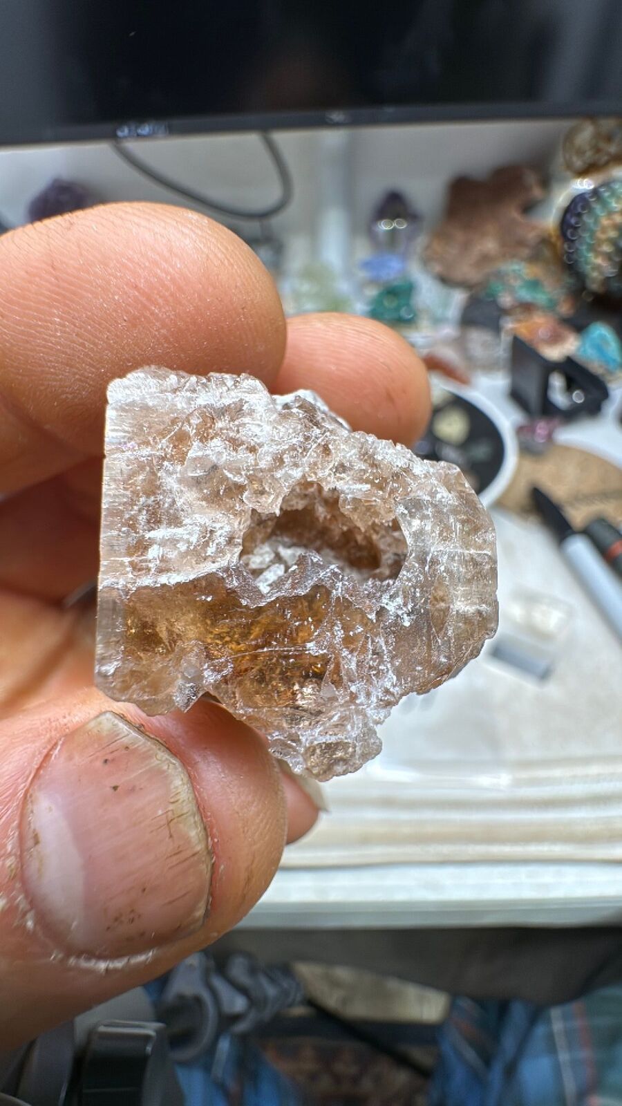 28.4g Etched Champaigne Topaz Crystal #37