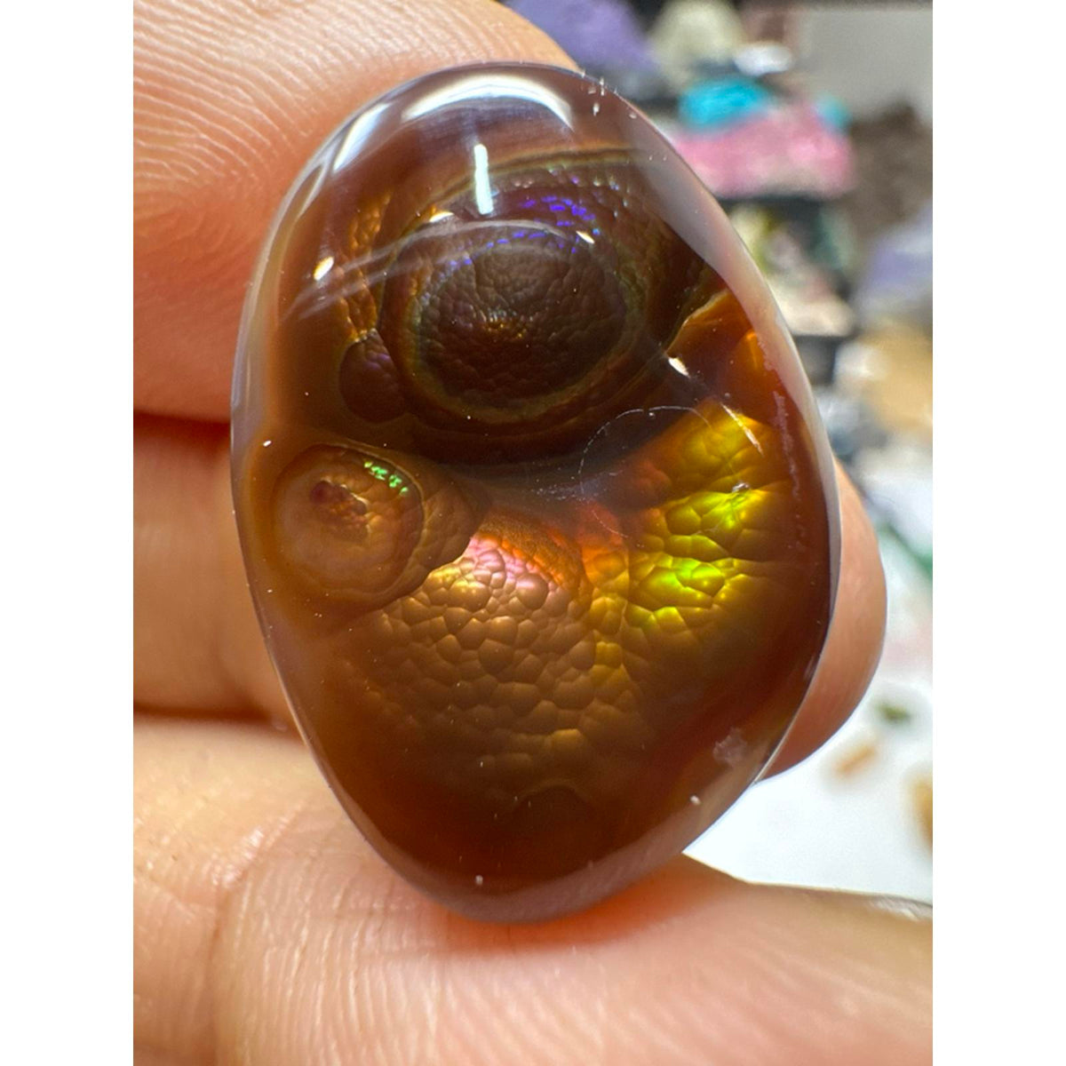 Large Fire Agate Polished #233 - Natural Stone with Unique Patterns and Vibrant Colors