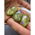 #222 Atlantasite Cabs - 3 Pieces of Stitchtite in Line Serpentine - Green with Purple