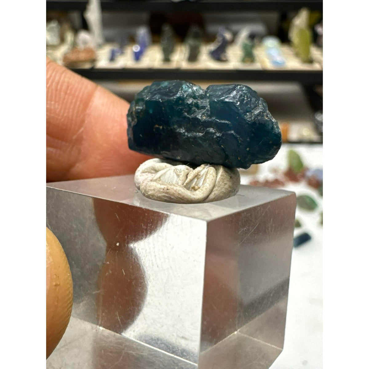 Gemmy Blue Apatite Double Terminated Crystal #243 4.8 Grams from Brazil Natural Specimen
