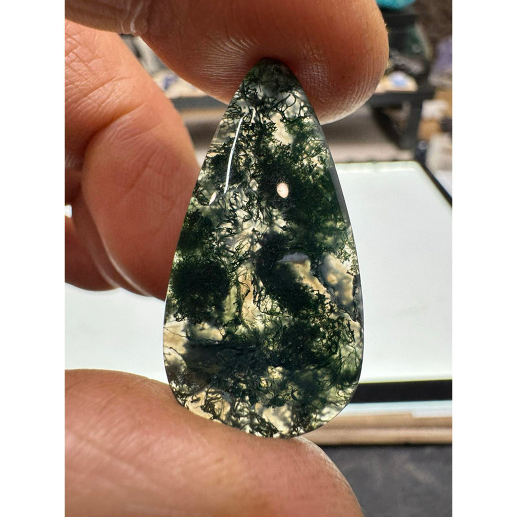 #224 3 Moss Agate Cabs - Natural Stone Jewelry Pieces for Crafting and Collecting