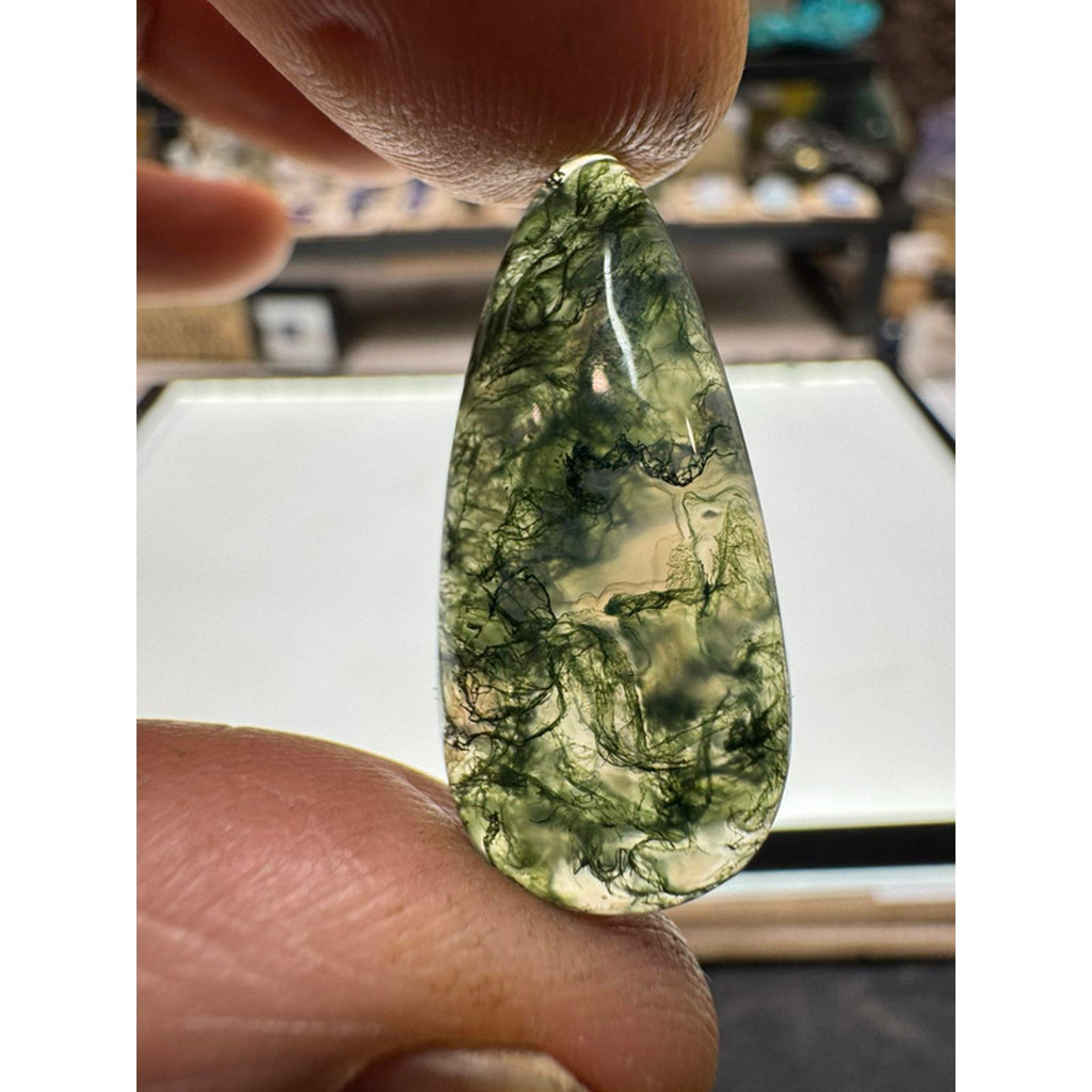 #224 3 Moss Agate Cabs - Natural Stone Jewelry Pieces for Crafting and Collecting