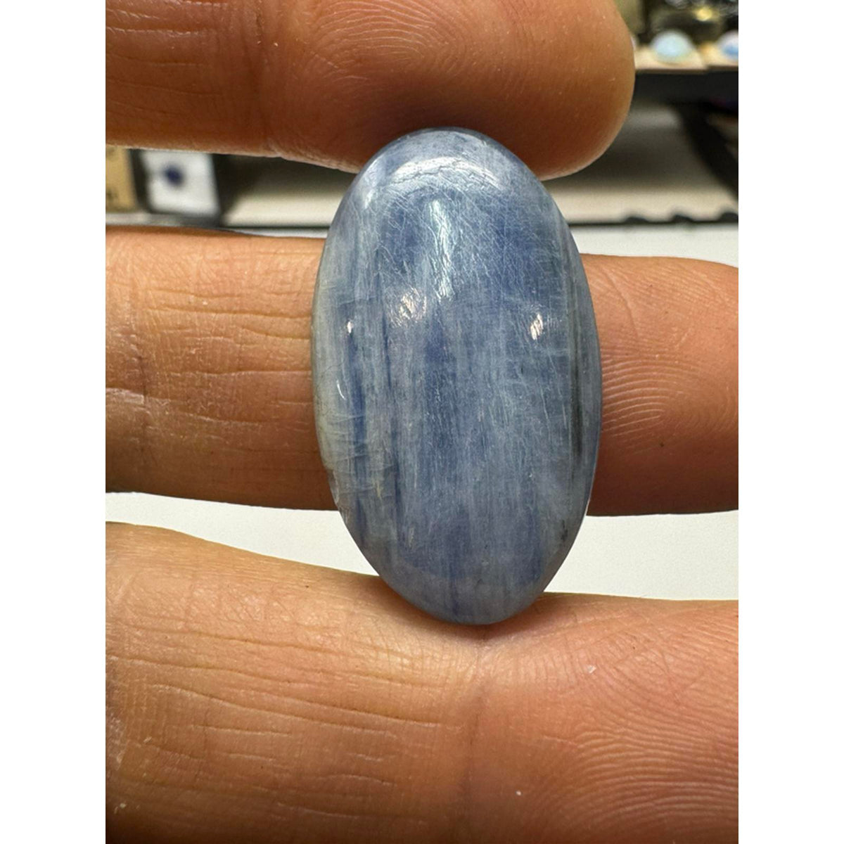 #217Kyanite Cabs - Parcel of 3, Blue Color, Oval Shape, Natural Stone, Ideal for Jewelry Making