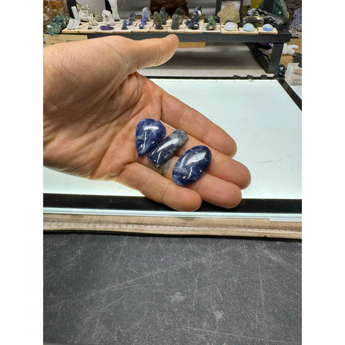 #221 Sodalite Cabs - 3 Pieces of Natural Sodalite Cabochons for Jewelry Making and Collecting