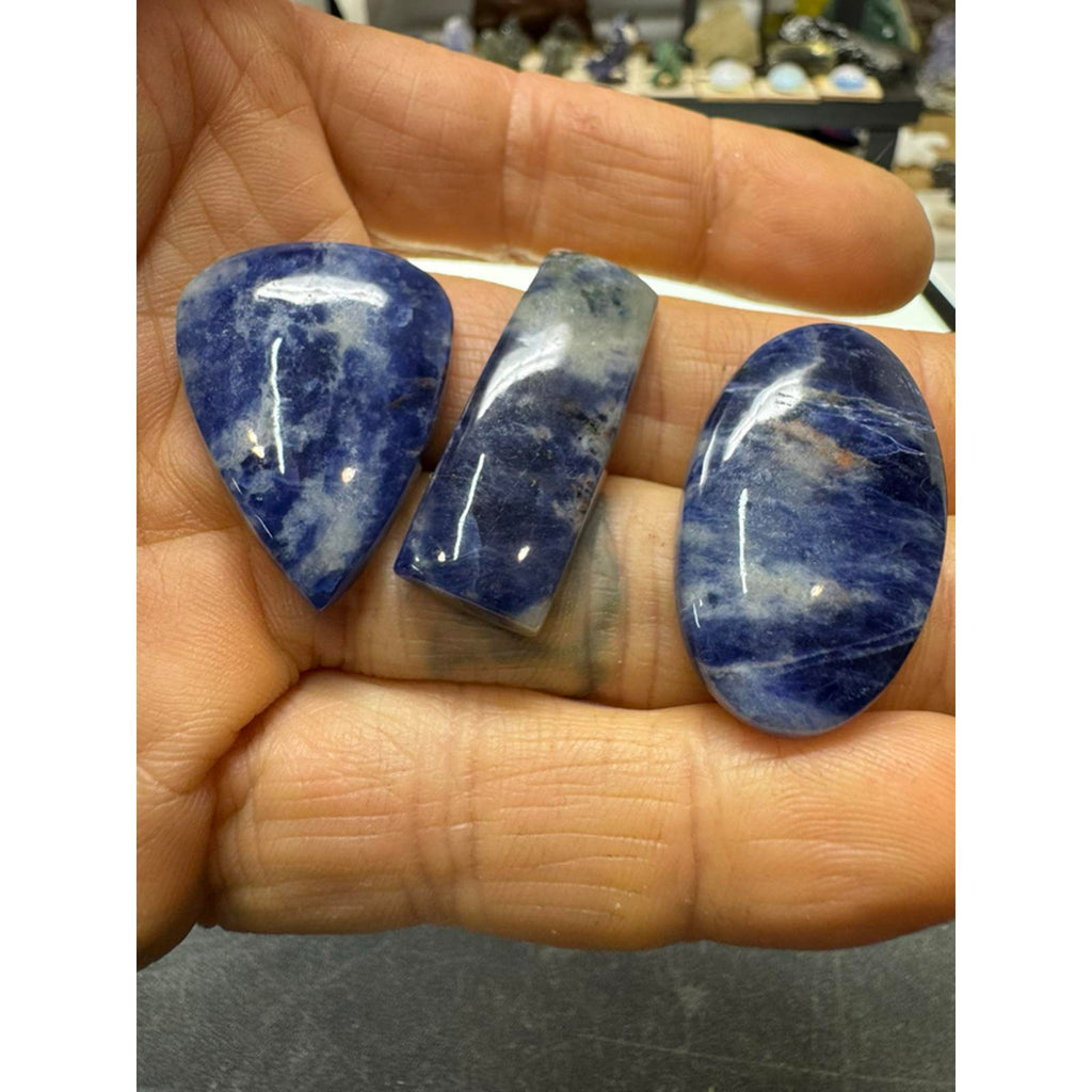 #221 Sodalite Cabs - 3 Pieces of Natural Sodalite Cabochons for Jewelry Making and Collecting