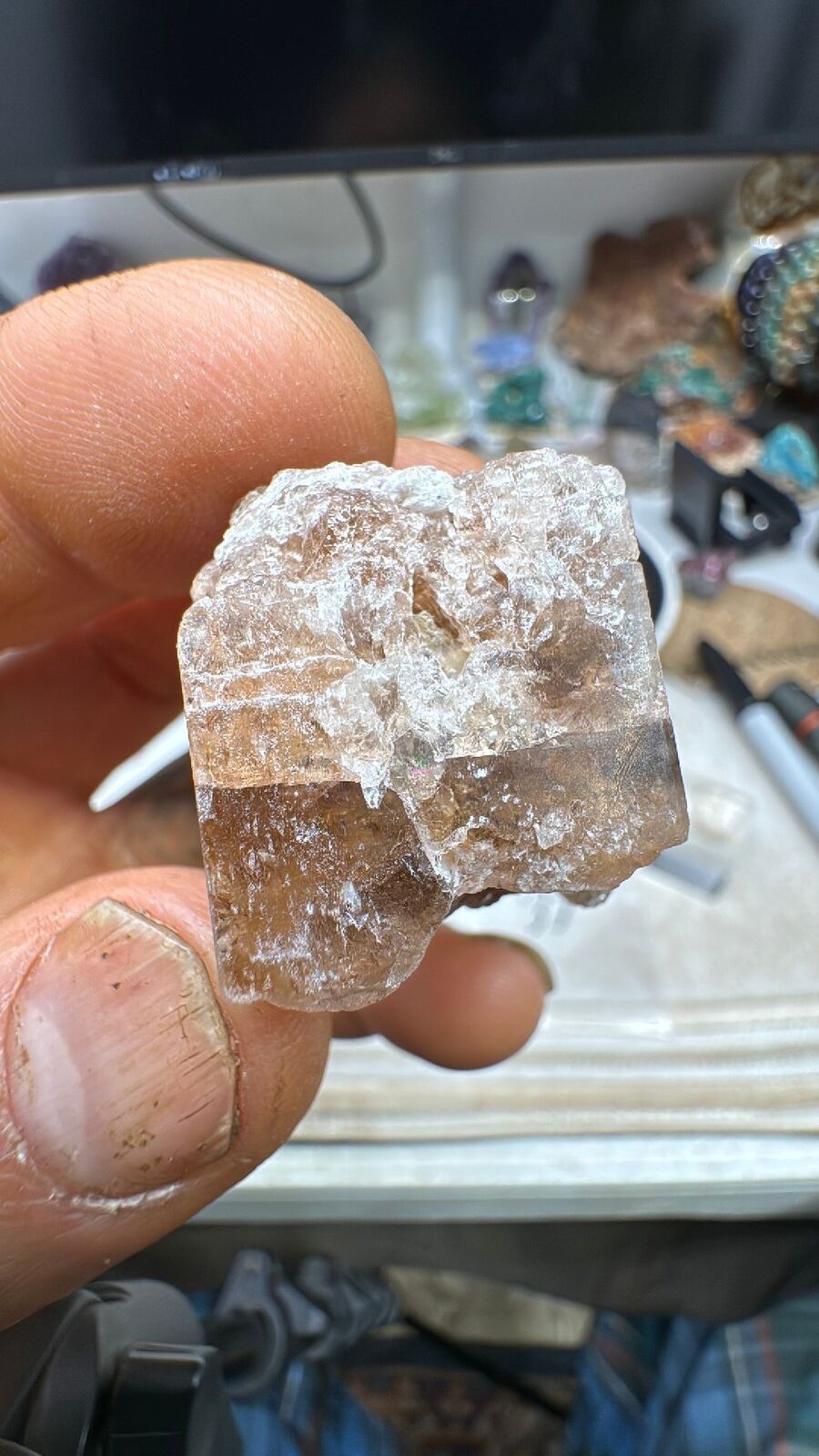 28.4g Etched Champaigne Topaz Crystal #37
